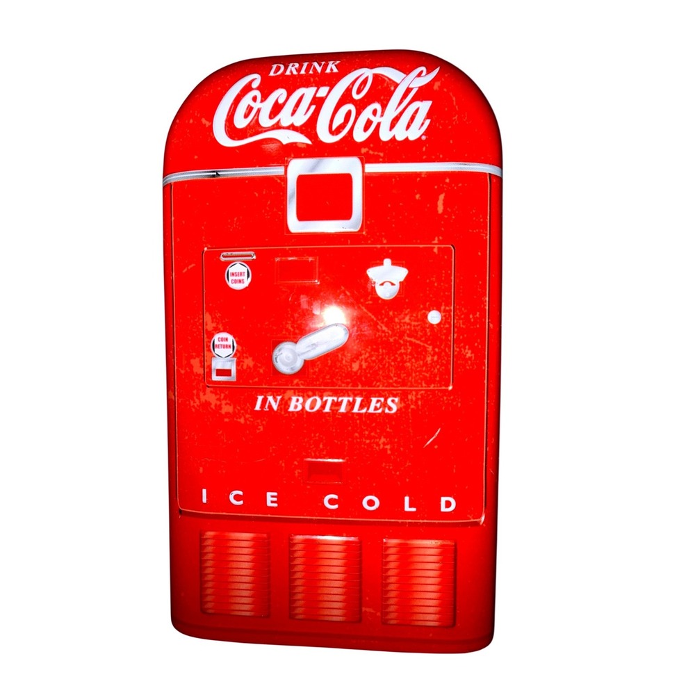 Coca-Cola Vintage Vending Machine Red Storage Tin Collectible 6.5 Inch